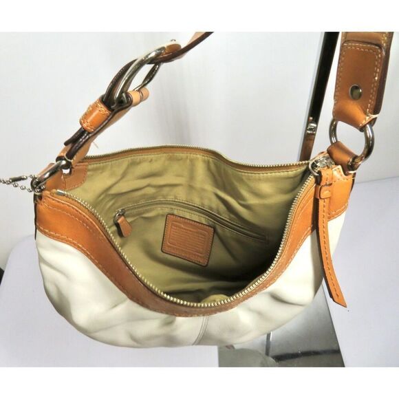 Coach Ivory White & Brown Leather Hobo Bag A1073-F13730 - Picture 5 of 12